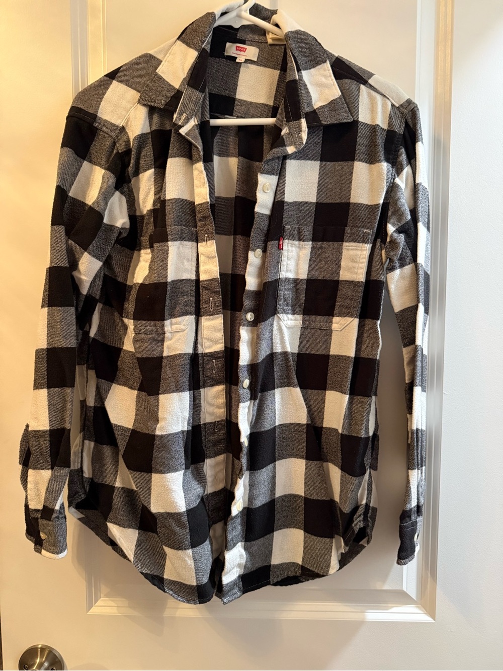 Levi's Black and White Check Button-Down Flannel Shirt